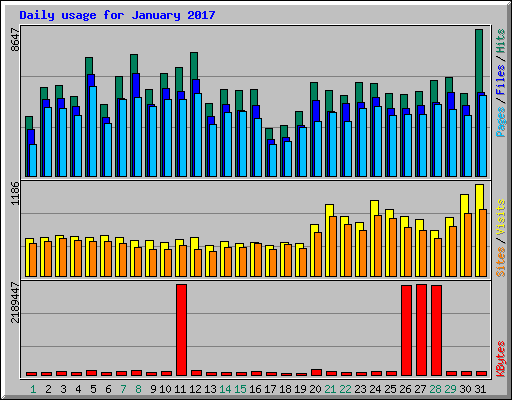 Daily usage for January 2017